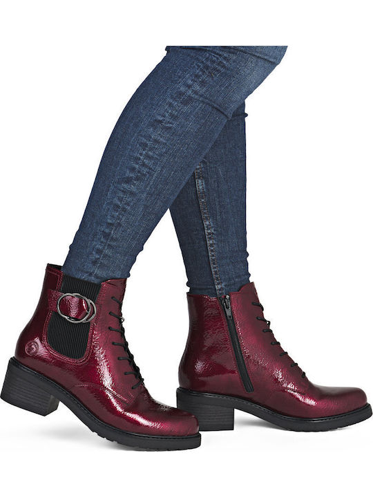 Leather Women's Ankle Boots Burgundy