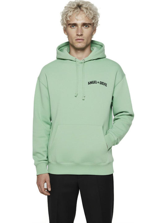 Φούτερ με Κουκούλα Light Green
