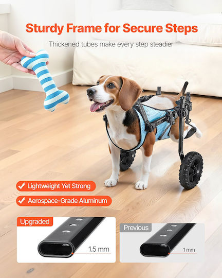 Dog Wheelchair Vevor Rear Legs Adjustable Pet Wheelchair 2 Wheels Lightweight Dog Cart Shock Absorbing Wheels Mobility Support Cart Disabled Injured Dogs Up To 10kg Small