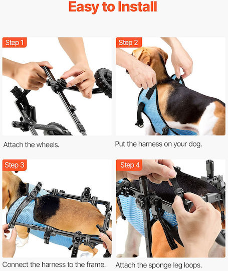 Dog Wheelchair Vevor Rear Legs Adjustable Pet Wheelchair 2 Wheels Lightweight Dog Cart Shock Absorbing Wheels Mobility Support Cart Disabled Injured Dogs Up To 10kg Small