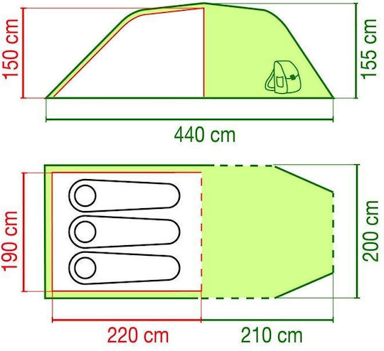 Coleman Plus Σκηνή Camping Τούνελ 4 Εποχών για 3 Άτομα 66x20εκ.