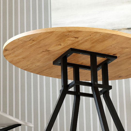 Roma Στρογγυλό Τραπεζαρίας Pine Oak 80x80x75εκ.