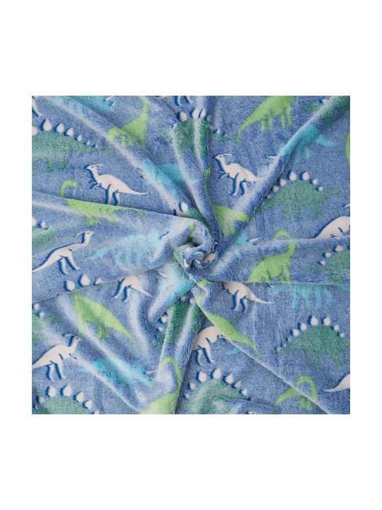 Heinner Blanket Dino Glowing Light Blue 200x160cm