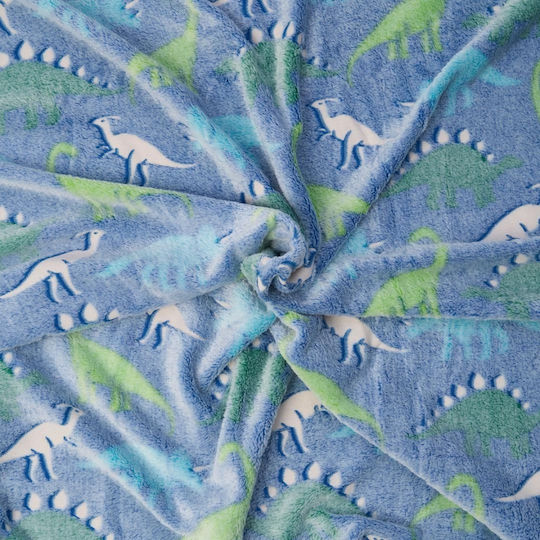 Heinner Decke Dino Leuchtend Hellblau 200x160cm