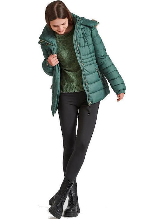 Scurtă Jachetă de femei Puffer Verde