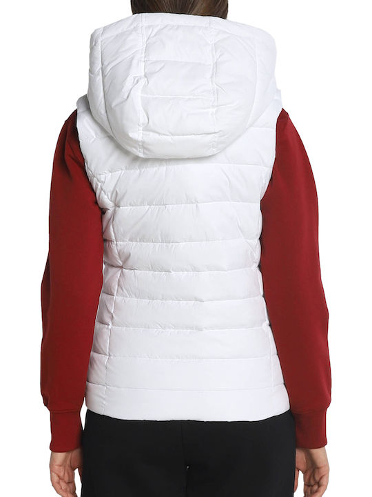 Kurz Damen Ärmellos Puffer Jacke Weiß