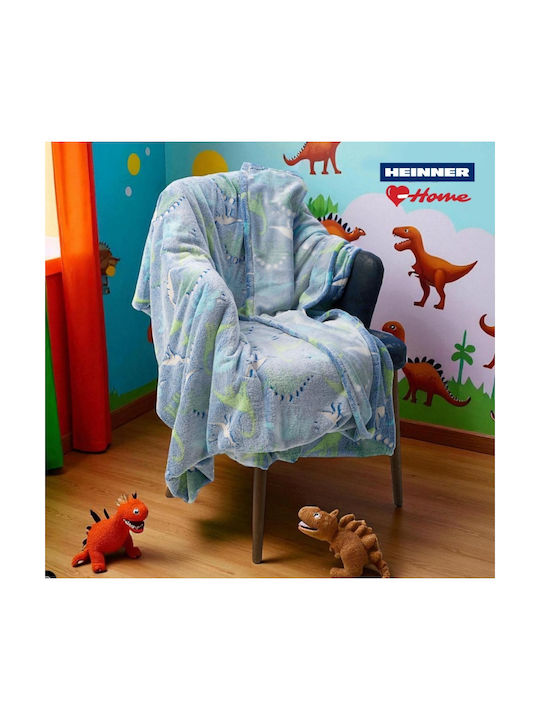 Heinner Blanket Dino Glowing Light Blue 200x160cm