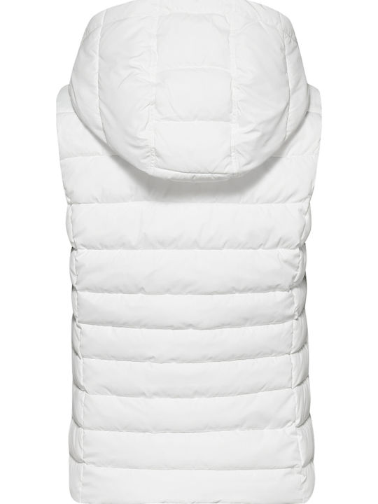 Kurz Damen Ärmellos Puffer Jacke Weiß