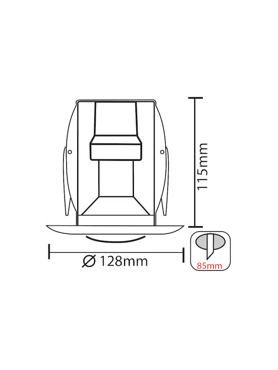 Roof Round Recessed Spot with Socket E27 Bronze 63x63cm. 1pcs