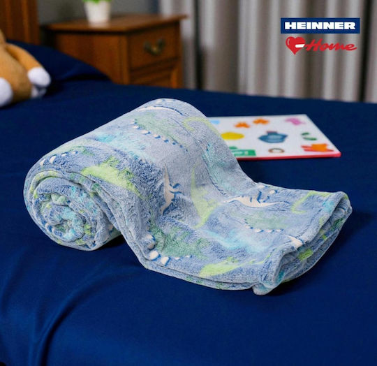 Heinner Decke Dino Leuchtend Hellblau 200x160cm