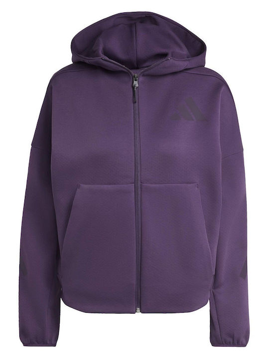 Z.n.e. Fz Plum Women's Short Lifestyle Jacket for Winter with Hood Plum
