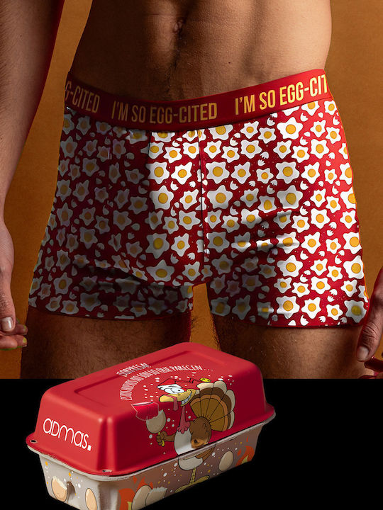 Men's Boxer Red with Patterns