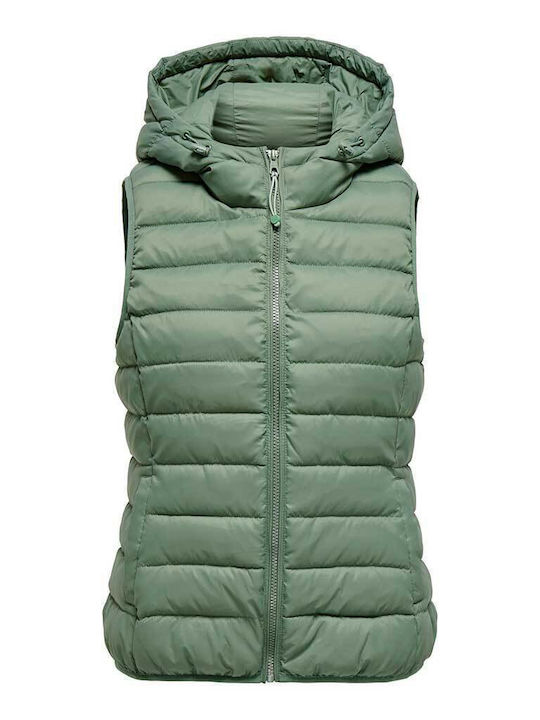Women's Short Puffer Jacket for Winter with Hood Hedge Green