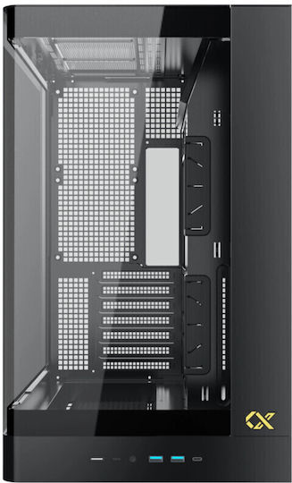 Xigmatek Pano II Air Геймърско бюро Midi Tower Компютърна кутия със страничен прозорец и ARGB осветление Черен
