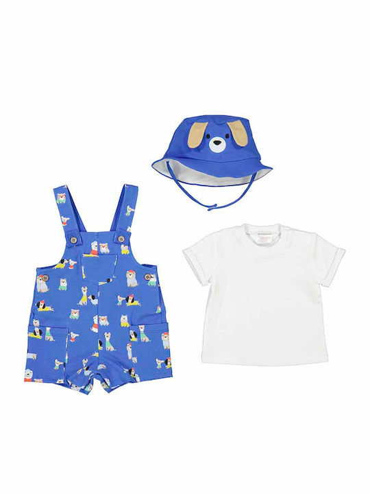 Mayoral Set Babystrampler Kurzärmelig mit Zubehör White/Blue 3Stück