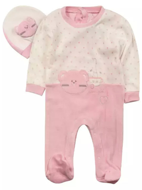 Evita Baby Bodysuit Set Long-Sleeved with Cap Pink 2pcs