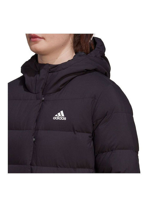 Helionic Women's for Hiking Short Puffer Jacket for Winter with Hood Black