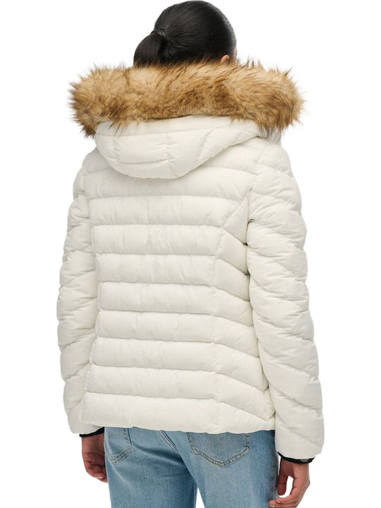 Ovin Fuji Γυναικείο Puffer Μπουφάν για Χειμώνα Λευκό