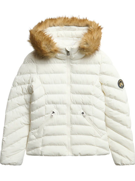 Ovin Fuji Γυναικείο Puffer Μπουφάν για Χειμώνα Λευκό