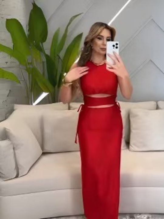 Summer Maxi Dress for Wedding Christening Red