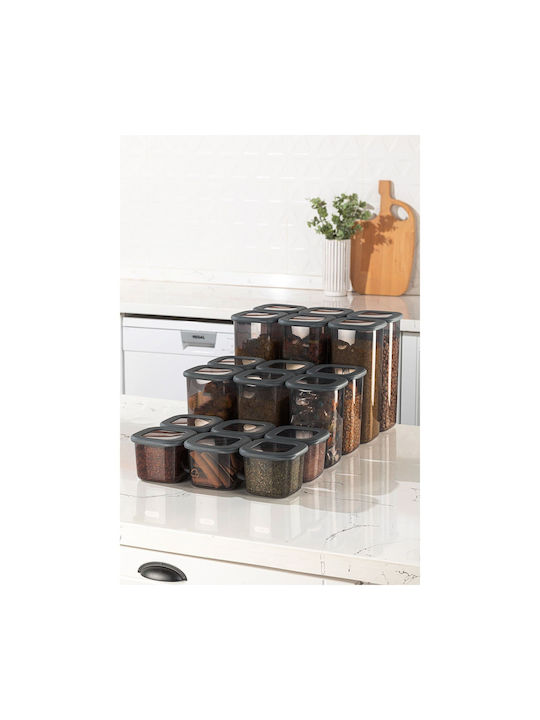 UnicUtil Set 18 Bucăți Vaze Utilizare Generală cu Capac Plastic Gri 10x9.5x10cm 18 Bucăți