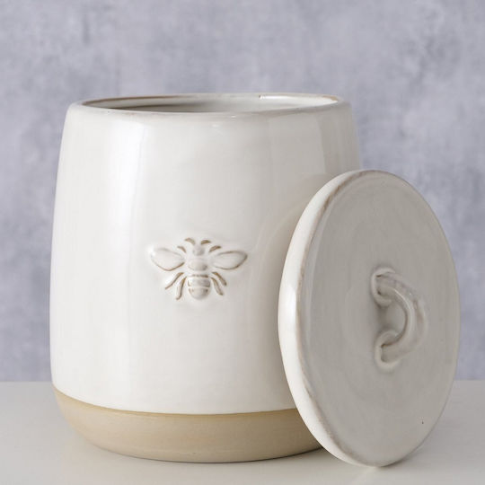MSA Vase General Use with Lid made of Porcelain Beige 12x12x16cm
