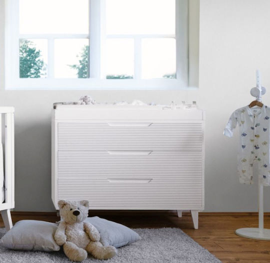 Comodă pentru copii Alb cu 3 sertare 115x51x85buc