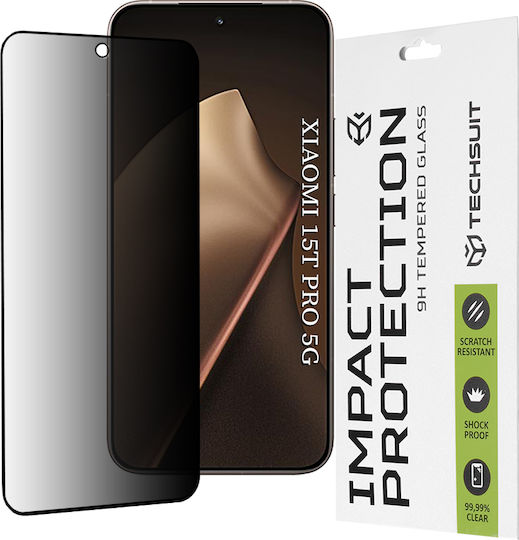 Techsuit Adeziv complet Privacy Full Face Tempered Glass Negru (Xiaomi 15T Pro)