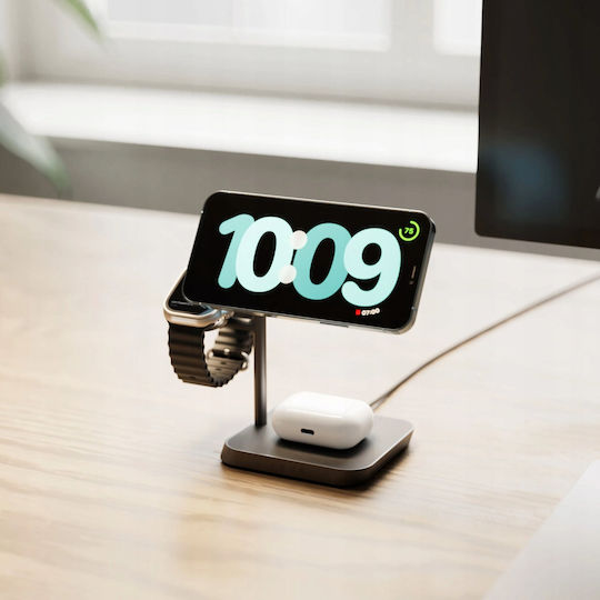 Încărcător wireless Zens Office Charger Pro 3 Qi2 25W pentru până la trei dispozitive compatibil Magsafe
