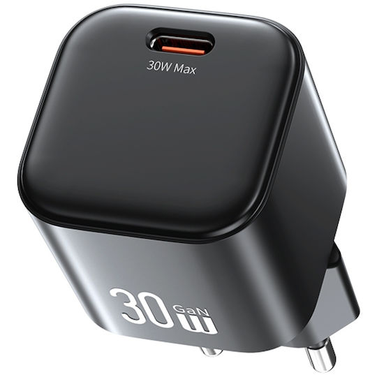 Usams Charger GaN with USB-C Port and Cable USB-C - Lightning 30W Power Delivery Whites (CC262)