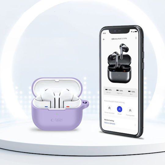 Tech-Protect Silicone Hook Θήκη Σιλικόνης με Γάντζο σε Μωβ χρώμα για Galaxy Buds3 Pro