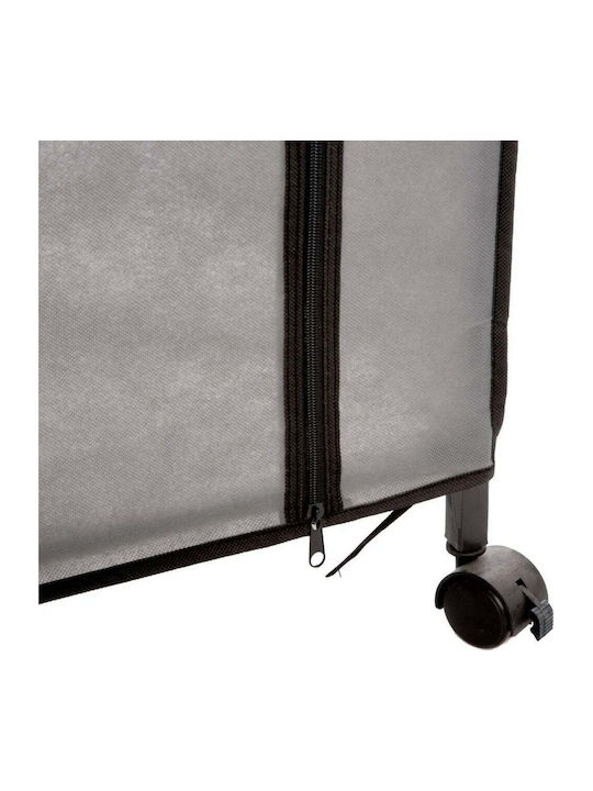 5Five Fabric Wardrobe with Zipper and Shelves in Black Color 118x48x168cm