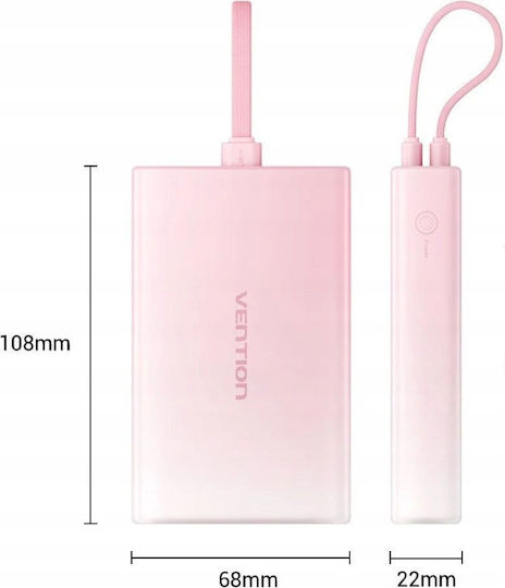 Vention Power Bank 10000mAh 22.5W with USB-A Port and USB-C Port Gold