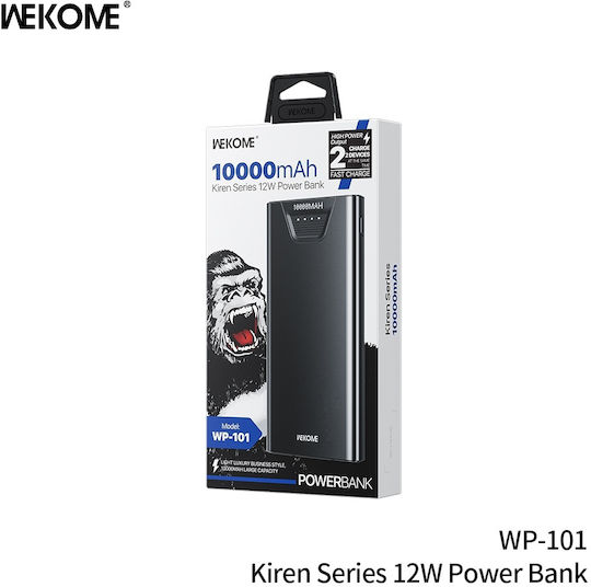 WK WP-101 Power Bank 10000mAh 12W с 2 USB-A порта Черен