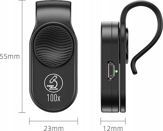 Apexel 100x Microscope Lens Apl-ms001 Phone Universal Black