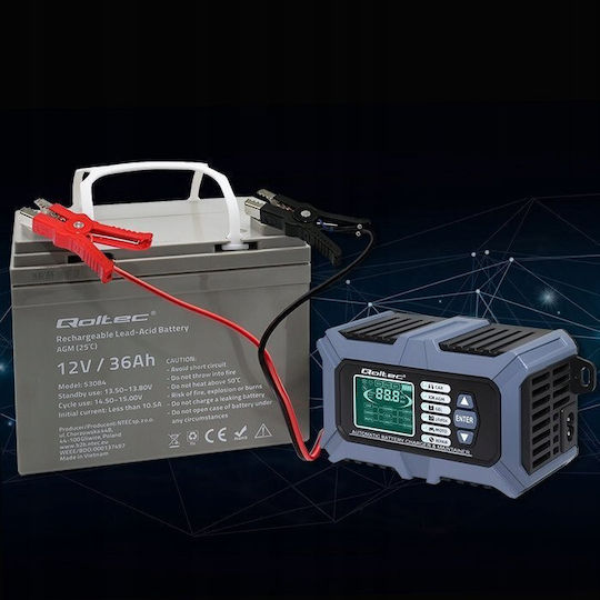 Qoltec Зарядно за автомобилна батерия 12V