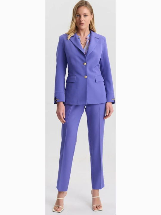 Damen Hoch tailliert Stoff Hose Lilac