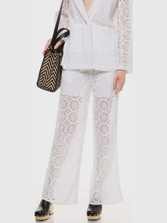 Maggy Damen Stoff Hose Weiß