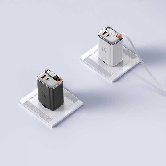 Mcdodo Charger GaN with USB-A Port and USB-C Port and Cable USB-C 67W Power Delivery Whites (FreeGo CH-4103)