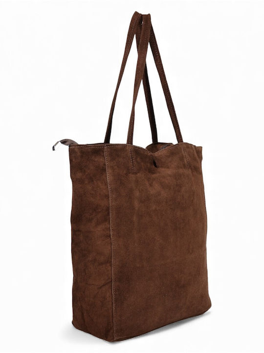 Damentasche aus Leder Schulter Wildleder Braun