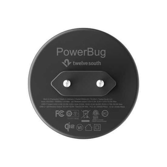 Twelve South Безжично зарядно Qi2 с USB-C порт 35W Power Delivery Бял (PowerBug)