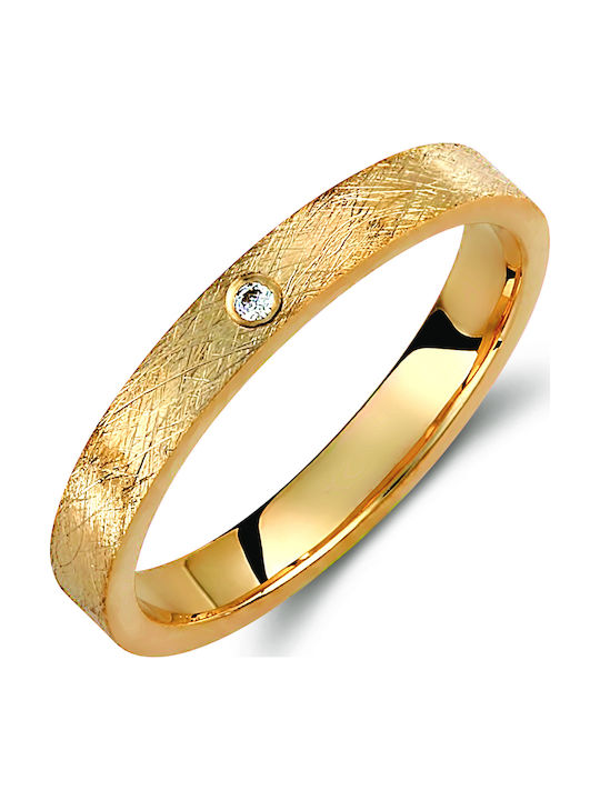 Valauro Βέρες Χρυσό 9κ Σαγρέ Υφή & Ζιργκόν – 3.00mm