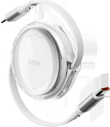 Iottie 100W Retractable USB-C Cable 2 Pack White