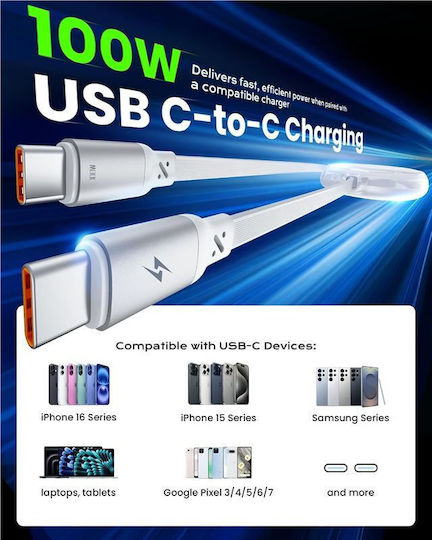 Iottie 100W Retractable USB-C Cable 2 Pack White