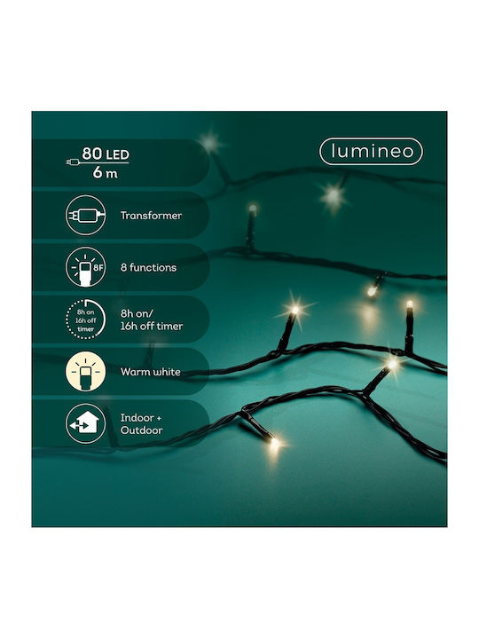 80 Lights LED 6m. Warm White in String 1pcs