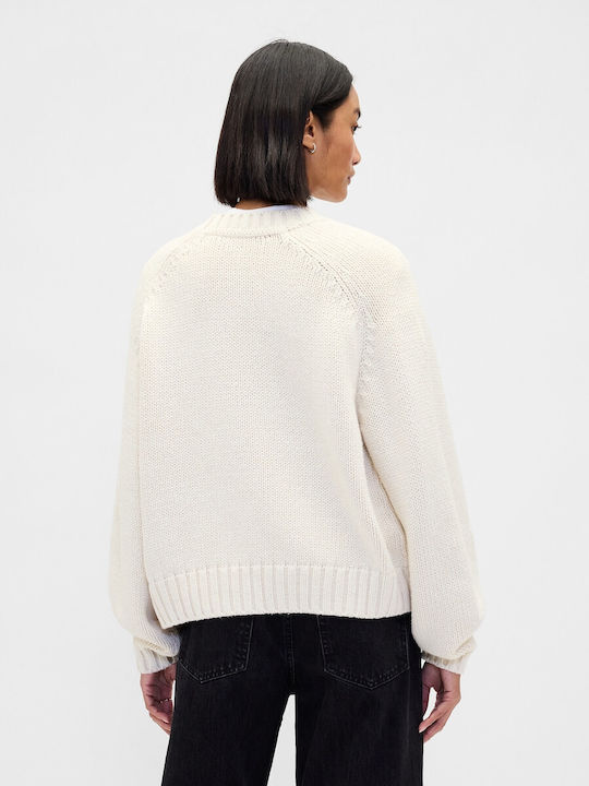 Women's Long Sleeve Crop Sweater Cotton Chino Beige