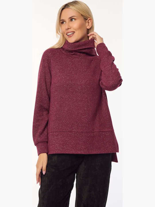 Damen Bluse Rollkragenpullover Burgundy