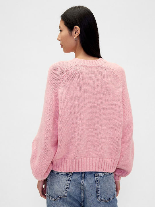 Women's Long Sleeve Crop Sweater Cotton Blush Pink
