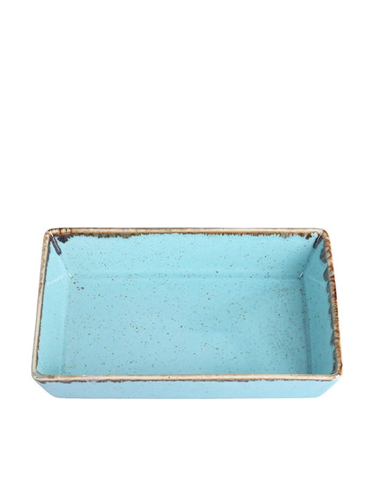 Porland Shallow Rectangular Serving Plate Porcelain Blue 10x16cm