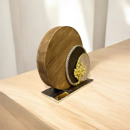 Leben Handgefertigt Tischplatte Glücksbringer Bäumchen Gold aus Holz 1Stück